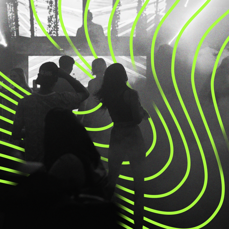 Late night ravers dancing to Electric Variety pack