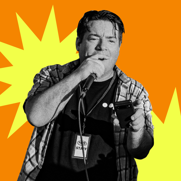 Drew Bailey hosting his weekday morning show on DANCE 89.5